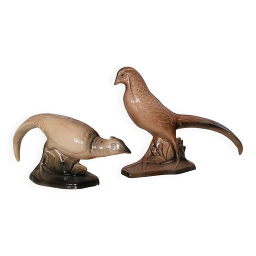 Pair of ceramic pheasants
