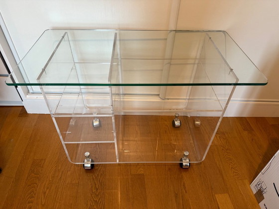 Image 1 of Meuble TV / desserte vintage en plexiglas David Lange