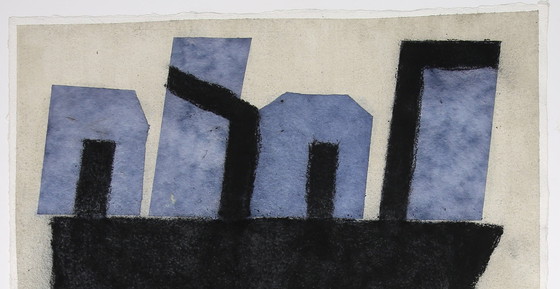 Image 1 of Barbara Keidel - Houses on Rocks, 1996 - Œuvre d'art mixte signée de sa main,