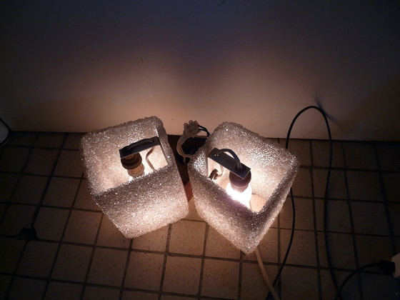 Image 1 of Scandinavische wandlamp met 2 armen van perspex en teakhout, jaren 60.