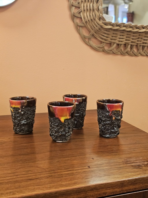4 Tazzine da Caffè Espresso Fat Lava Tazzine Cortado Vintage – servies, Ceramic