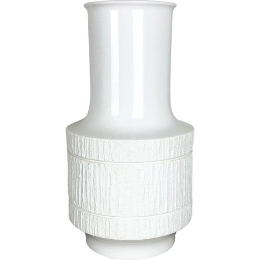 Vintage white porcelain Op Art vase by Richard Scharrer for Thomas, Germany 1970