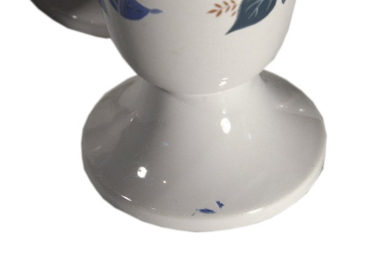 12 vintage aardewerken Mazagrans, blauwe bloemversiering, 7x13cm – Tafelwaar, Ceramic (photo 4 of 5)
