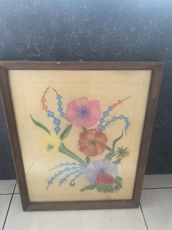 Tableau, Sluyters, Objets d'art, Verre, Papier, Bleu (photo 2 sur 10)