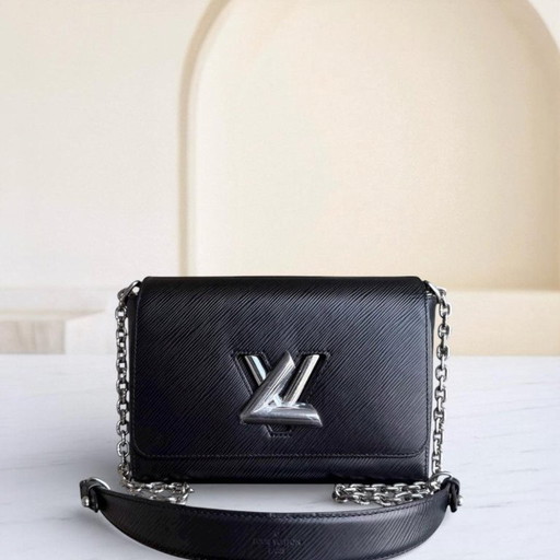 LOUIS VUITTON TWIST MEDIUM MM - EPI LEER ZWART MET ZILVEREN BESLAG