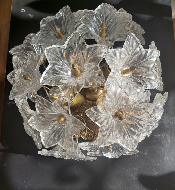 Image 1 of Bloemvormige wandlamp in art nouveau-stijl van Murano-glas, gemaakt door Venini.