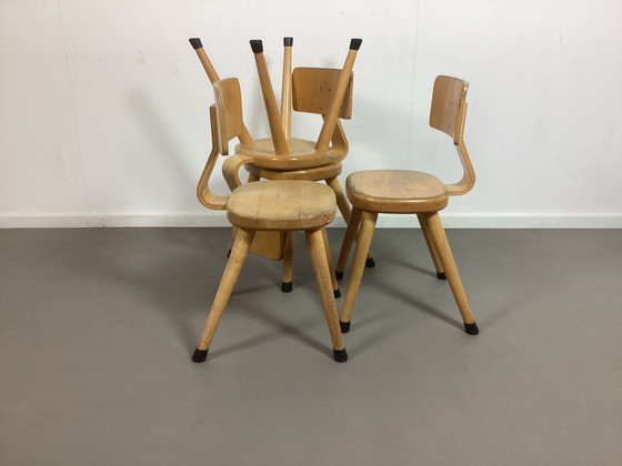 Image 1 of 4 chaises hautes en bois de hêtre Vintage Toddler