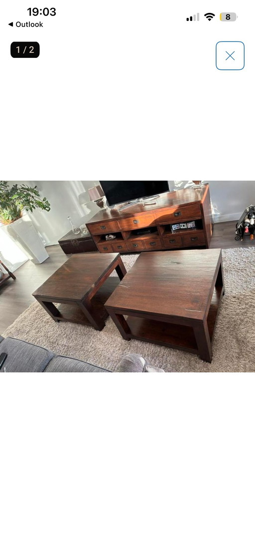 Table d'appoint en bois 70x70x45