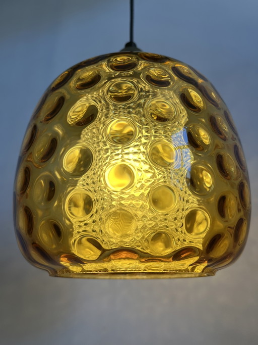 Carl Fagerlund For Orrefors Sweden Amber Pendant Ceiling Lamp