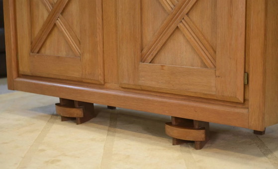 Armadio in rovere biondo con motivo a tratteggio incrociato geometrico degli anni '40. – Vintage (photo 13 of 15)