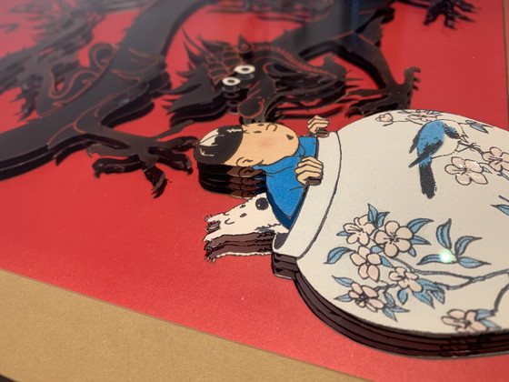 Image 1 of 3D-Kunstwerk Der Blaue Lotus - Tim und Struppi