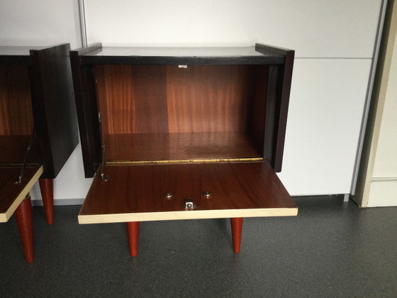 Image 1 of Vintage nightstands in high-gloss rosewood