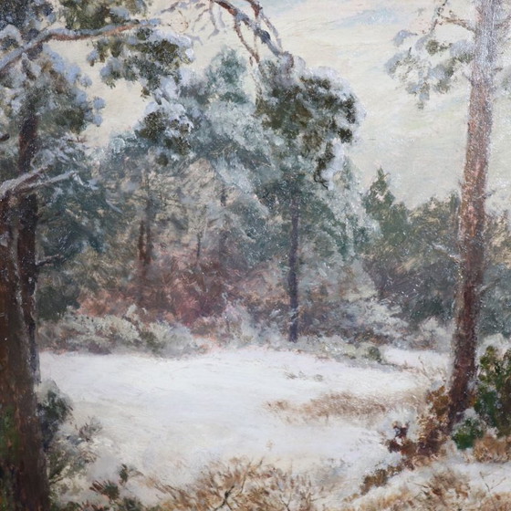 Image 1 of Pheasants in the Snow, Oil Painting on Board, Signed Wilhelm Buddenberg