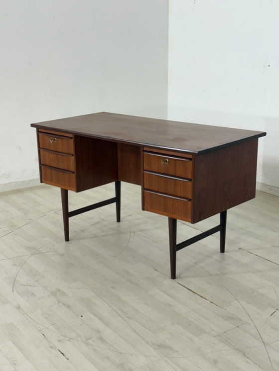 Image 1 of Danish teak desk office desk table wood vintage