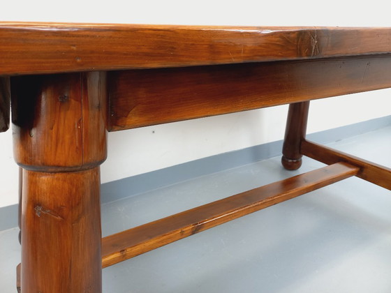 Image 1 of Brutalist rectangular dining table by Georges Robert in dark pine wood from the 1950s/60s