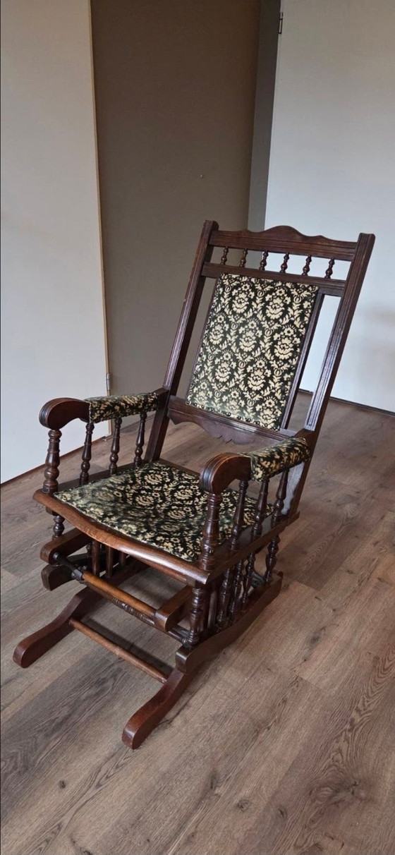 Antieke schommelstoel – Schommelstoelen, Textiel, Fluweel (photo 2 of 6)