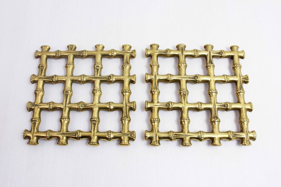 Image 1 of Onderzetter van imitatie bamboe en messing