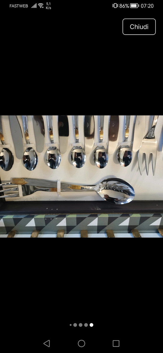 Image 1 of Servizio Posate MORINOX 51 Pezzi – Acciaio 18/10 e ORO ZECCHINO 24K – Vintage con Garanzia mai usato 