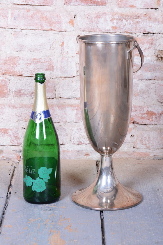 Secchiello champagne Art Déco originale da terra, metallo argentato, Francia, anni '20, Accessori da tavola (foto 5 di 13)