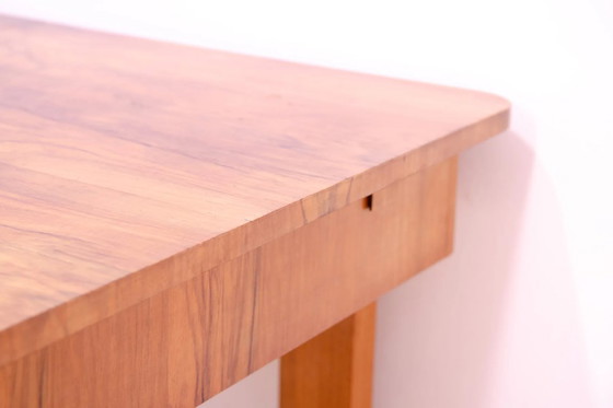 Image 1 of Table de salle à manger réglable en noyer, années 1930, Tchécoslovaquie