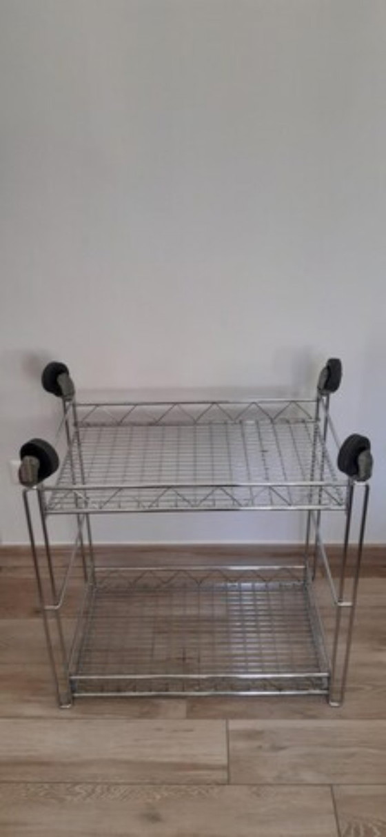 Carrello Vintage in Acciaio Inossidabile – Carrello Moderno a Due Livelli – Mobile bar, Other (photo 3 of 8)