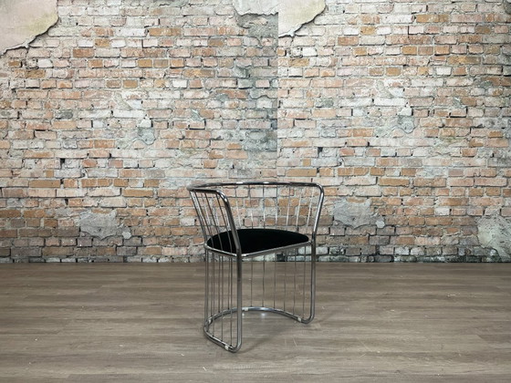 Vintage Wire Chair Set of 4 – Chrome/Black | Space Age – Dining chairs, Textile (photo 2 of 17)