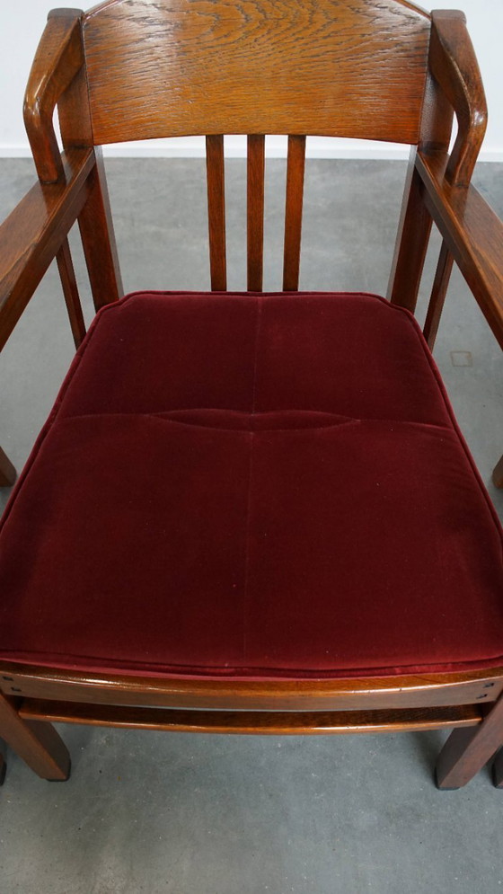 Image 1 of 4 x Jugendstil-Esszimmerstuhl Schuitema mit luxuriöser roter Stoffbespannung