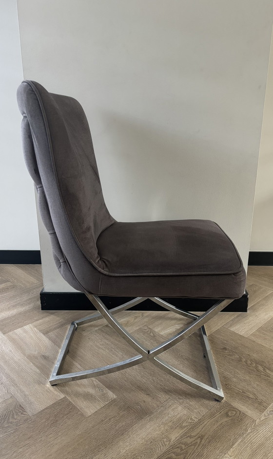 Table de salle à manger de style Erick Kuster avec 4 chaises de salle à manger en velours – Eric Kuster (photo 3 of 5)