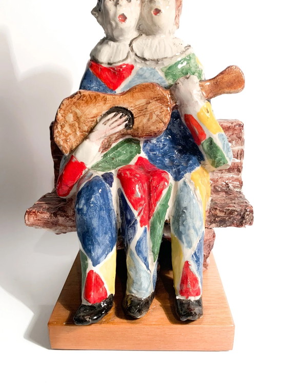 Scultura in ceramica Walter Pozzi Coppia di Musicisti Anni '80 – Sculture (photo 5 of 10)