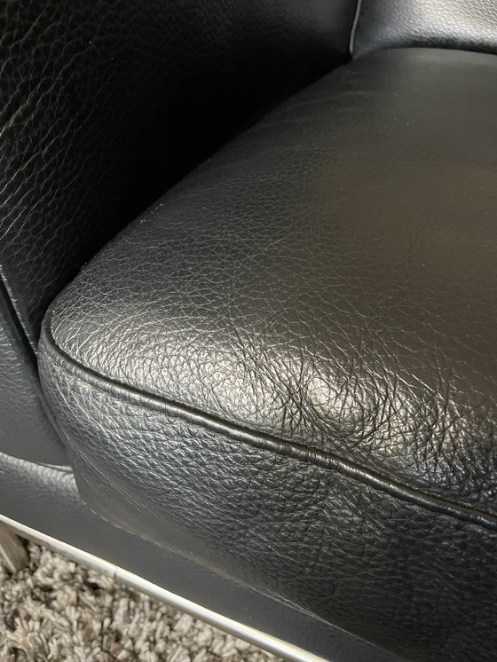 Image 1 of Ensemble de 2 fauteuils en cuir et 1 tabouret