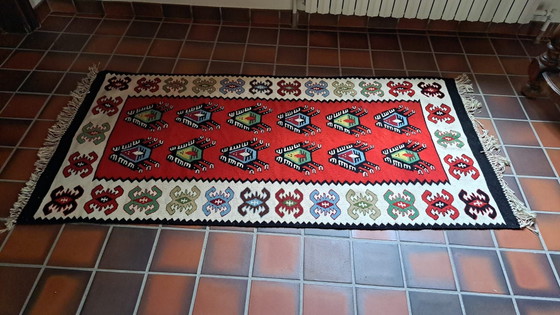 Hand-woven vintage Pirot / Torontál Kelim runner – 170 x 53 cm – Rugs & carpets, Wool (photo 3 of 5)