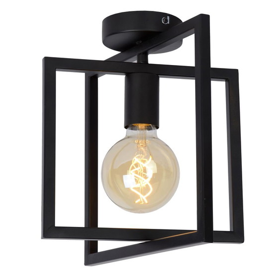 Lucide LUUK Ceiling Light 1x E27 Black - Square Design – Metal, Modern (photo 3 of 4)