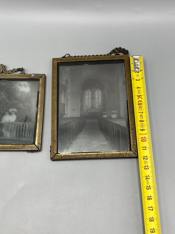 Paire de photographies ambrotypes sur verre dans leurs cadres en laiton – fin XIXe siècle (photo 7 of 10)