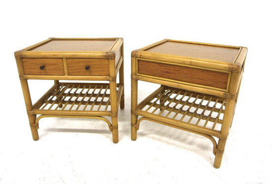 Image 1 of Set di 2 comodini in rattan, Dux, Svezia, 1960