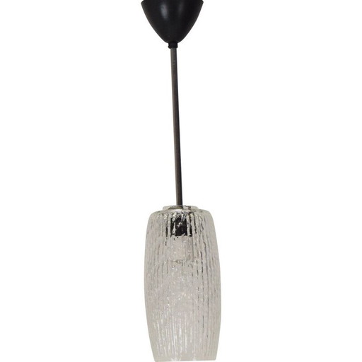 Vintage glazen en metalen hanglamp, Tsjecho-Slowakije 1960