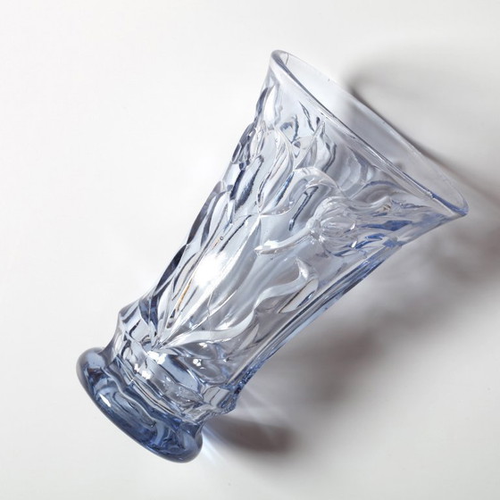 Image 1 of Rare Art Vintage Glass Blue Cut Glass Vase / Eda Glasbruk / Sweden / 1930s
