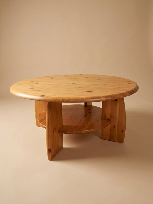 Mesa de centro modernista de pino, década de 1980/90