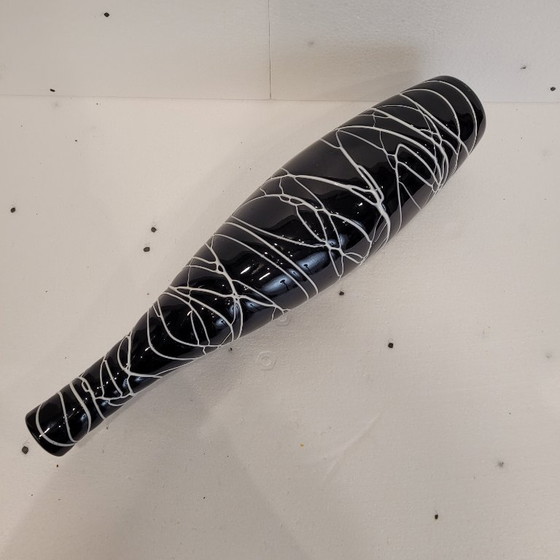 Image 1 of Paar "schwarz-weiße" Vasen, Glas, 70er Jahre - Frankreich