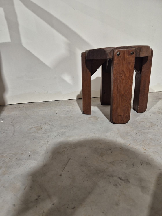 Image 1 of Brutalistischer Art-Deco-Hocker oder Pflanzentisch