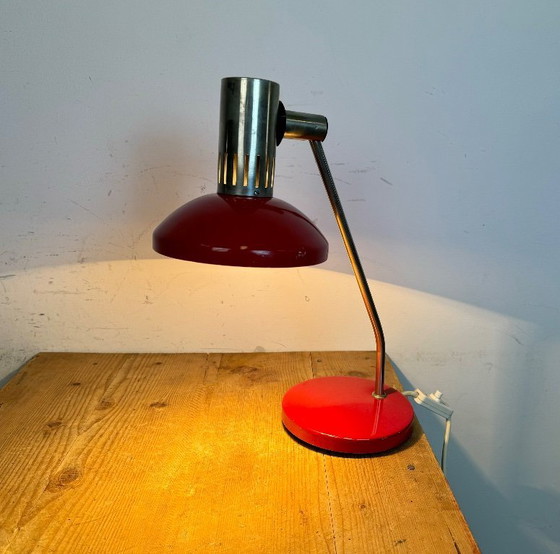 Image 1 of Vintage Red East German Table Lamp from AKA Leuchten, 1970s