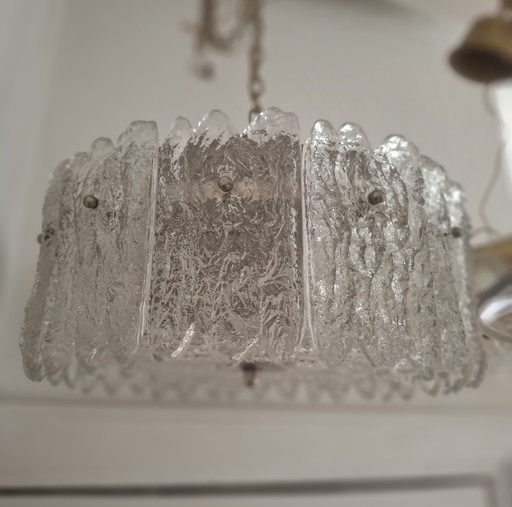 Orrefors frosted ice hanglamp. Carl Fagerlund, Zweden