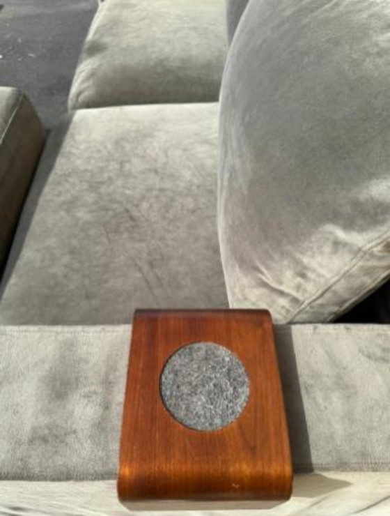 Image 1 of Lovesac 3 piece sectional set sofa pewter grey microvelvet