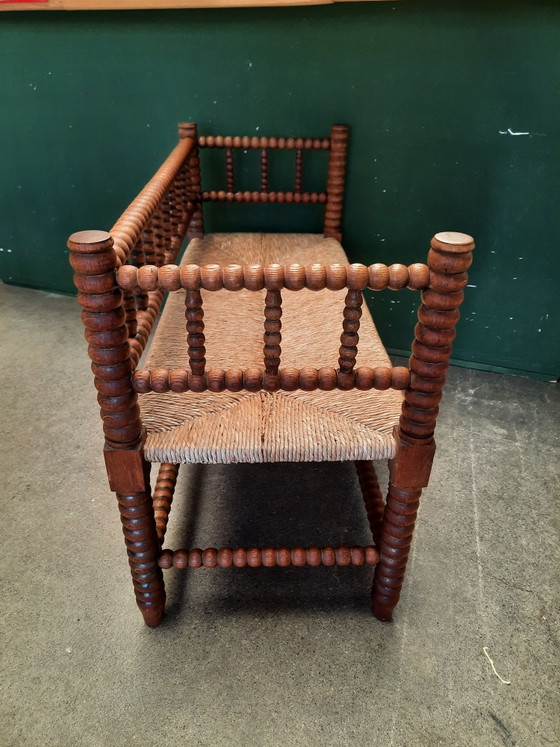 Banc bobine vintage – Bois, Osier (photo 5 of 10)