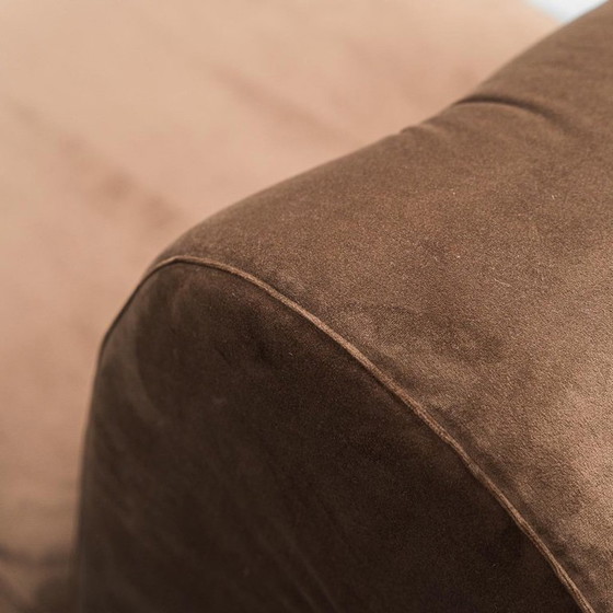 Image 1 of Paire de fauteuils en velours marron des années 1970, vintage, moderne