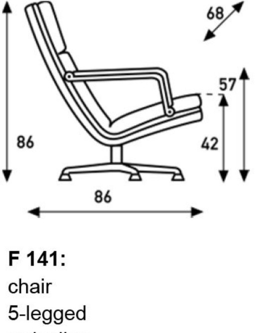 Artifort draaistoel model F141 - design G. Harcourt – Fauteuils, Metal, Textile (photo 7 of 8)