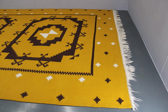 Image 1 of 1950er Jahre Großer Kilim-Wollteppich , Tschechoslowakei