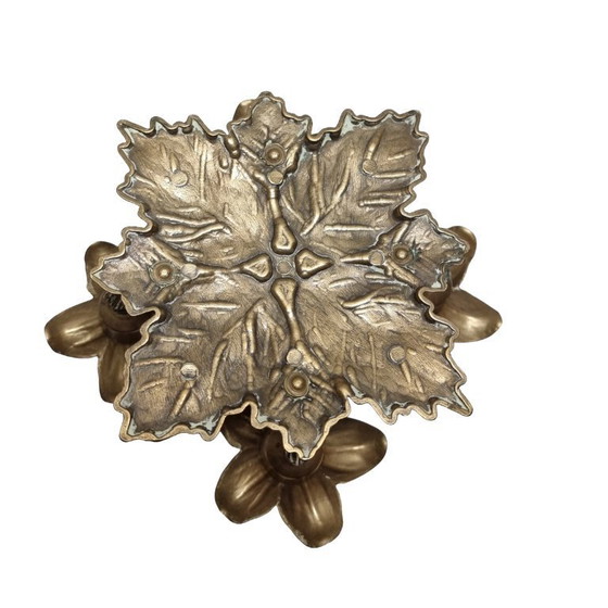 Image 1 of Candelabro de flores de latón de cinco brazos de mediados de siglo