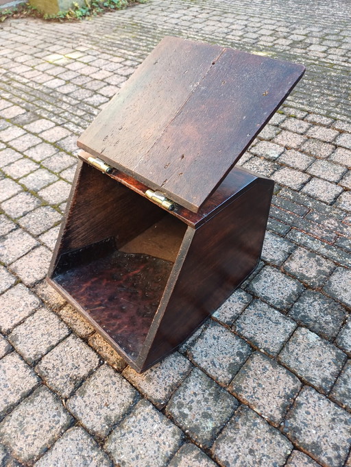 Antique Newspaper/Timber/Paper/Coal Bin With Brass Details