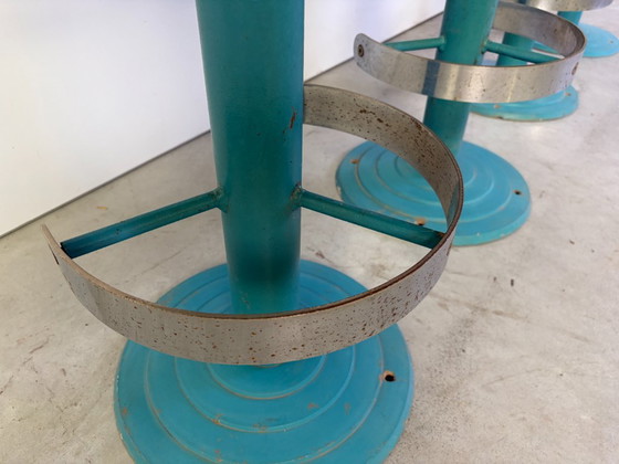 Vintage industrial bar stools, 1980s set of 4 – Barstools, Metal, Wood (photo 7 of 13)