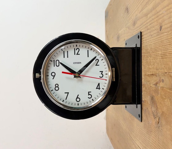 Image 1 of Vintage zwarte Citizen dubbelzijdige scheepswandklok, jaren 80